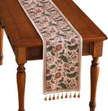 Designer Vintage Linen Extra Long Table Runner, Floral Leave Pattern, Dining by Isaennehomedecoration