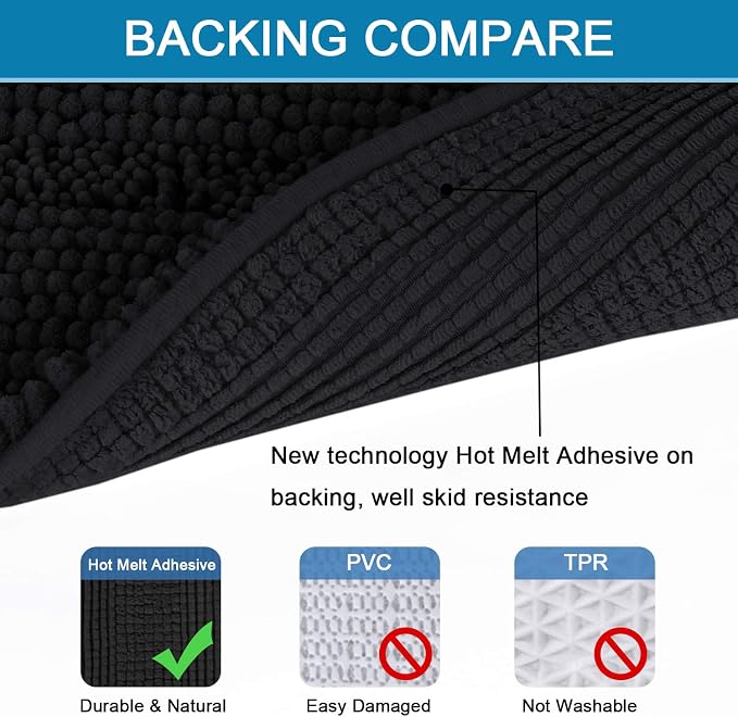 H.VERSAILTEX Bath Rugs for Bathroom Non Slip Bath Mats Extra Thick Chenille - Image 4