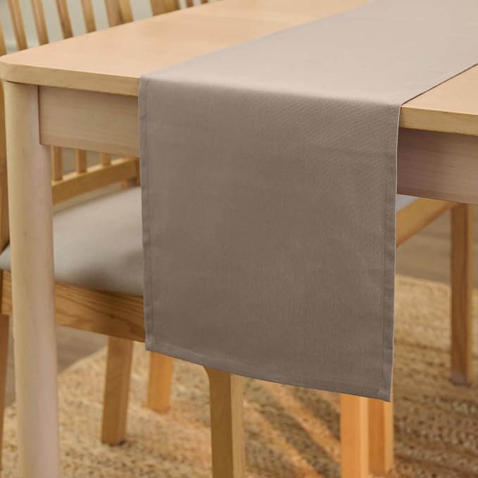 Encasa XO Table Runner, Cotton Canvas Dining Runner 13"x104" | Beige, 180 GSM by EncasaXO