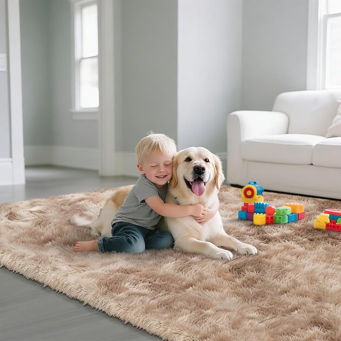 Fluffy Rug Shag Area Rug, Mottling Beige 2x4 Area Rugs - Image 3
