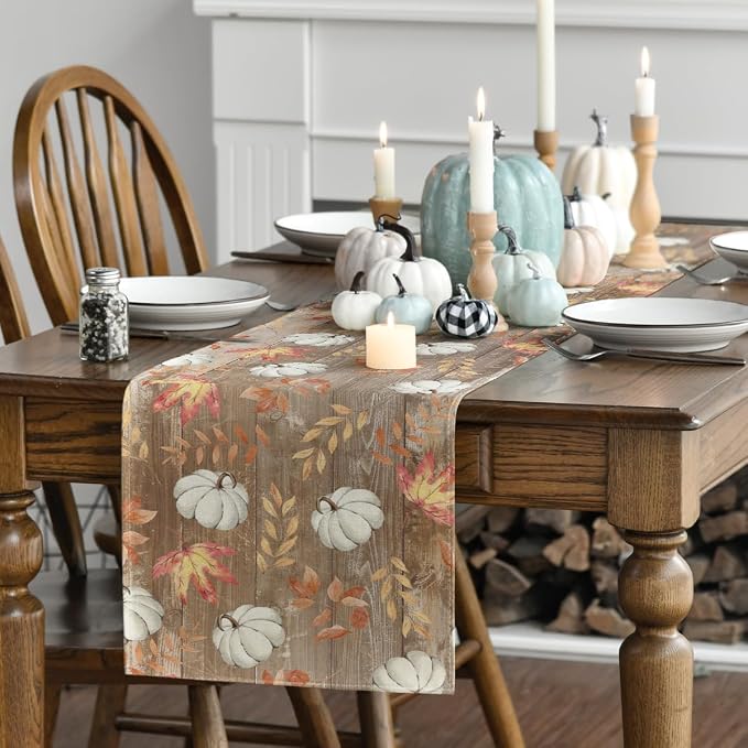 Artoid Mode 210 GSM Fall Table Runner 13x60 Inch Home Party Decor | Pumpkins - Image 3