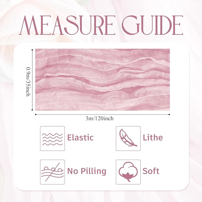 Cheesecloth Table Runner Blush Pink 10FT Boho Gauze Runner, 6 Pack | 120 Inch - Image 2