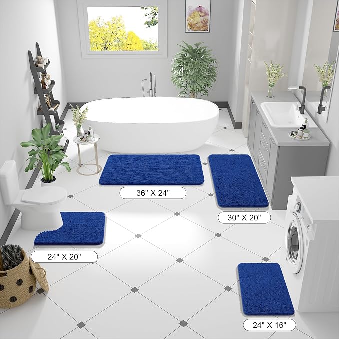 OLANLY Bathroom Runner Rugs 44x24, Soft Absorbent Chenille Bath Rugs, Rubber - Image 2