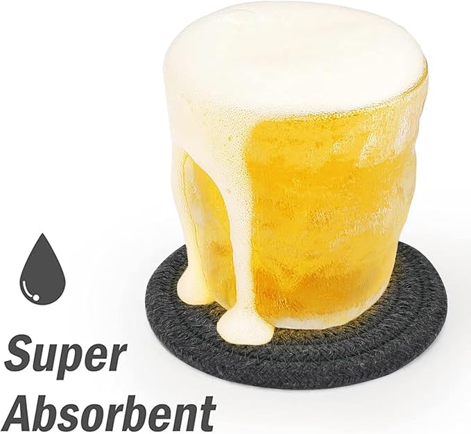 ABenkle Drink Coasters with Holder Set of 10, Cotton Woven Absorbent Coasters - Image 3