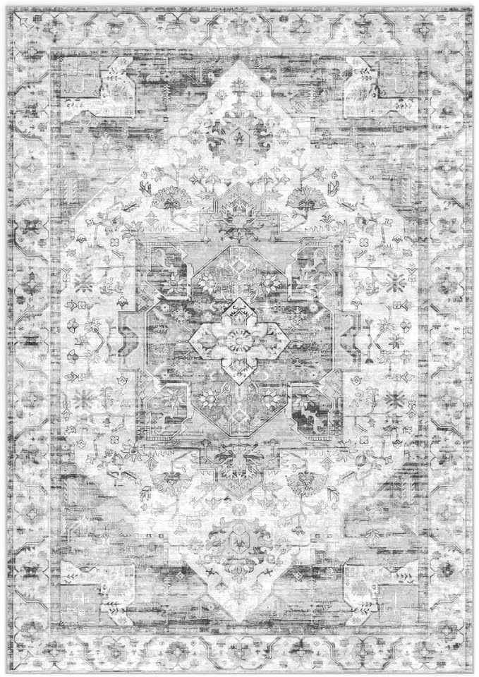 9x12 Area Rug for Living Room-Vintage Farmhouse Boho Floral Washable Stain - Image 7
