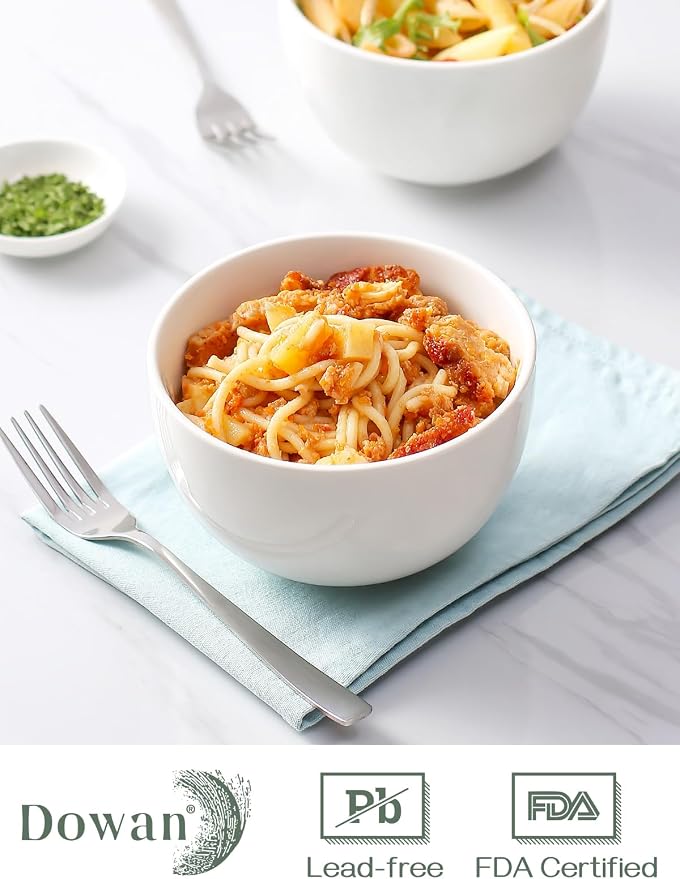DOWAN Deep Soup Bowls, Ceramic Cereal Bowls, 30 oz, 5.8 in, and sides. - Image 3