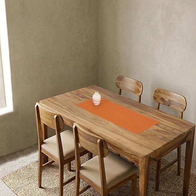 Solino Home 100% Pure Linen Dining Table Runner Pumpkin Woven, 14 x 36 in | - Image 2