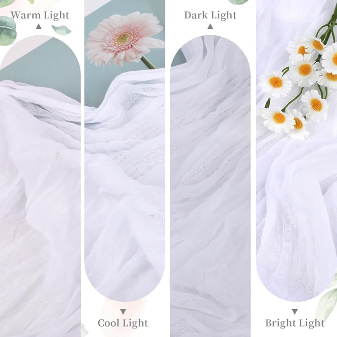 12 Pack White Cheesecloth Table Runner 35x120inch, Summer 10FT Boho Gauze Sheer - Image 8