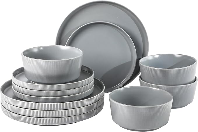 Gibson Home Dempsey Road 12-Piece Stoneware Dinnerware Set – Service by GibsonHomewares