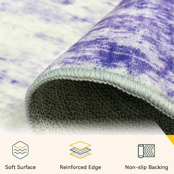 RELEANY Washable Area Rugs 2'x8' Non-Slip Modern Abstract Soft - Image 5