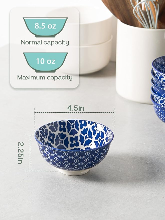 DOWAN Small Dessert Bowls Set of 6, Ice Cream Bowls 10 OZ, 4.5 Inch Ceramic - Image 3