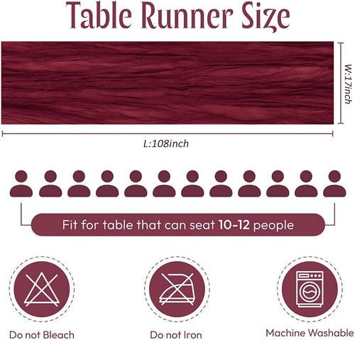 12 Pack Burgundy Red Cheesecloth Table Runner 17 x 108 Inch Gauze Table Runner - Image 2