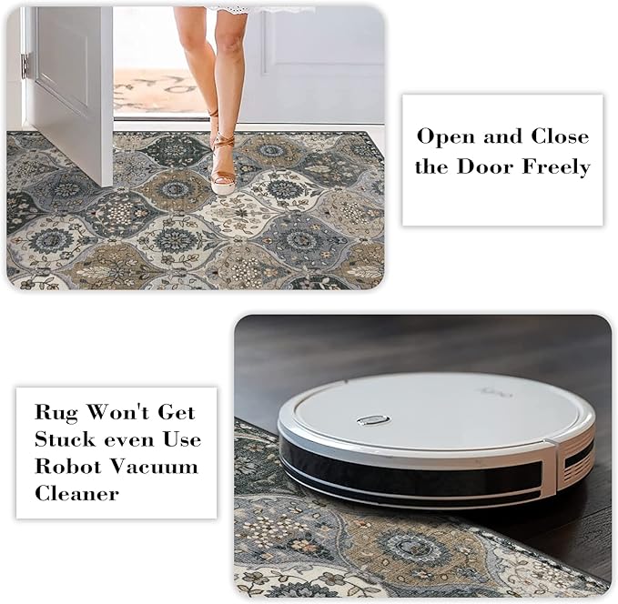 Lahome Moroccan Washable Round Rug 5ft, Soft Vintage Circle Rug - Image 5