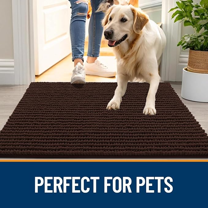 OLANLY Dog Door Mat for Muddy Paws 59x20, Ultra Absorbent Chenille Mud Doormat - Image 6