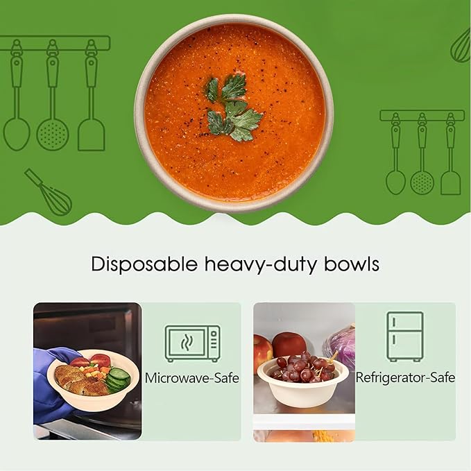 16 Oz Disposable Bowls Heavy Duty Small Paper Bowls made of 100% Compostable - Image 5
