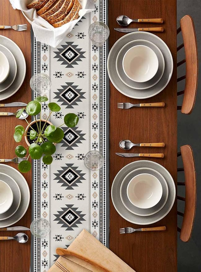 Boho Table Runners 70 Inches Long, Abstract Southwestern Kitchen Dining Tables - Image 5