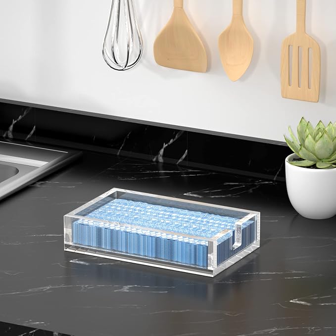 Acrylic Napkin Holder for Bathroom, Guest Towel Holder Tray（Clear） | 8mm Thick - Image 7