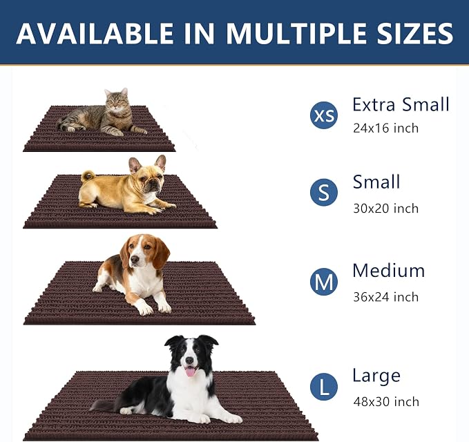 Smiry Dog Door Mat for Muddy Paws 47x32, Absorbent Dirt Trapper, Non-Slip - Image 3