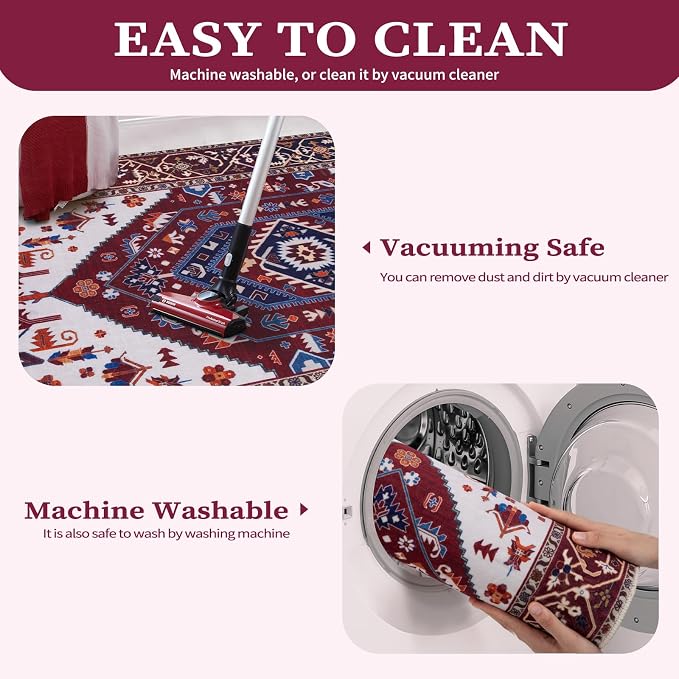 SERISSA Boho Rugs for Entryway, 2x3 Washable Non-Slip Rug Small Area Rug - Image 4