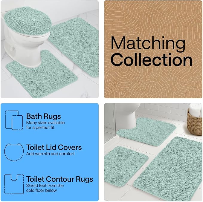 GORILLA GRIP Plush Absorbent Shaggy Chenille Bath Rug Mat - Image 8