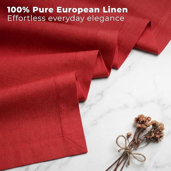 Classic Linen™ by D'Moksha Racing Red Table Runner 108 Inches Long, 100% Pure - Image 2