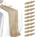 10 Pack Beige Cheesecloth Table Runner 21 x 120 Inch Boho Gauze Sheer Table by Unknown