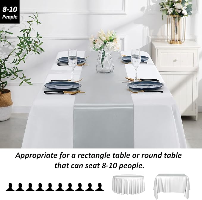 SiinvdaBZX 4 Pcs Silver Satin Table Runner 12 x 108 inches Long | Bright Smooth - Image 3