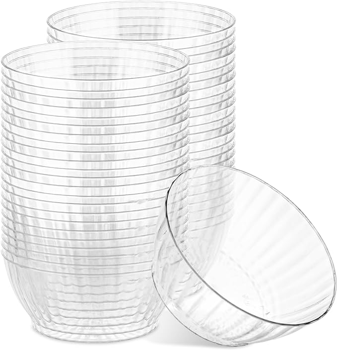 PLASTICPRO 50 Pack Small Plastic Bowls Crystal Like 6 oz Bowls Elegant Clear by PLASTICPRO