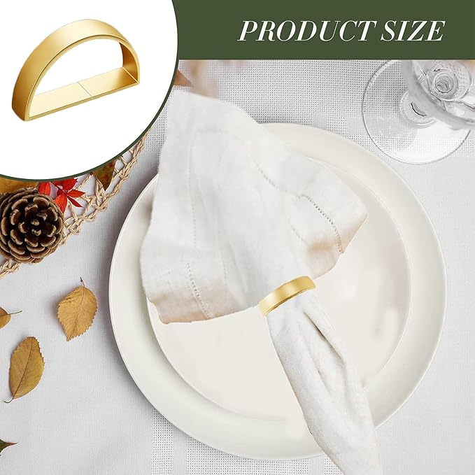 8 Pcs Matt Gold Napkin Rings - Image 3