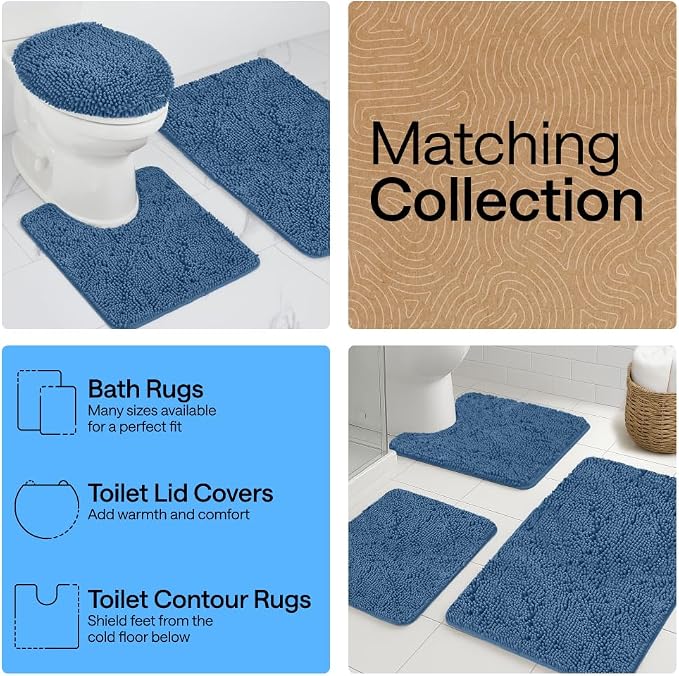 GORILLA GRIP Bath Rug Mat 44x26, Thick Soft Absorbent Chenille, Quick Dry - Image 8