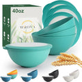 wheat straw bowls set of 4, 40oz unbreakable salad bowl set by WROVA