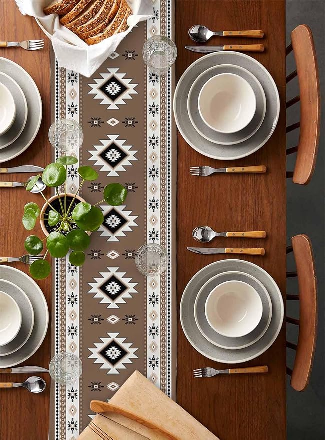 Southwest Aztec Table Runners 72 Inches Long, Cotton Linen Fabric Table Runner - Image 5