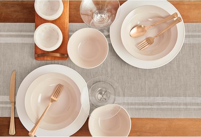 Solino Home 100% Pure Linen Table Runner, 14 x 48 in, French Stripe | Table - Image 4