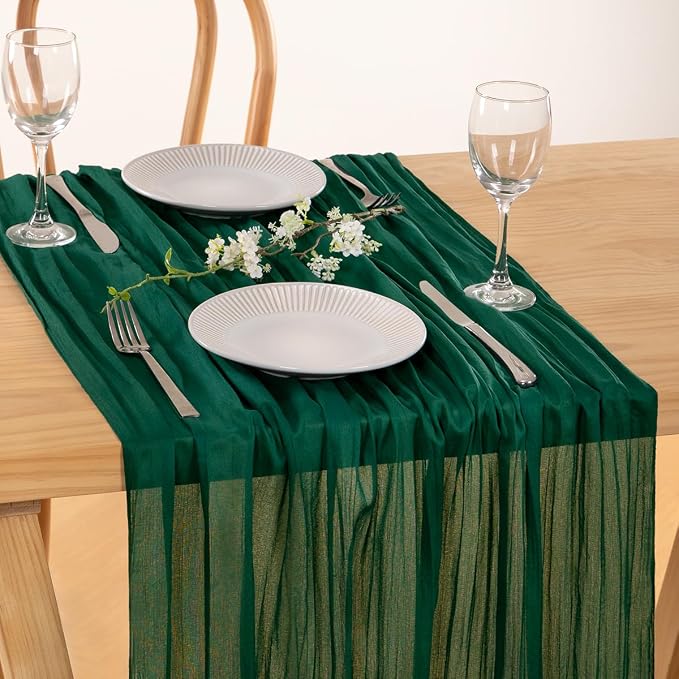 6 Pack Emerald Green Cheesecloth Table Runner 10ft Sheer Gauze Decor | - Image 5