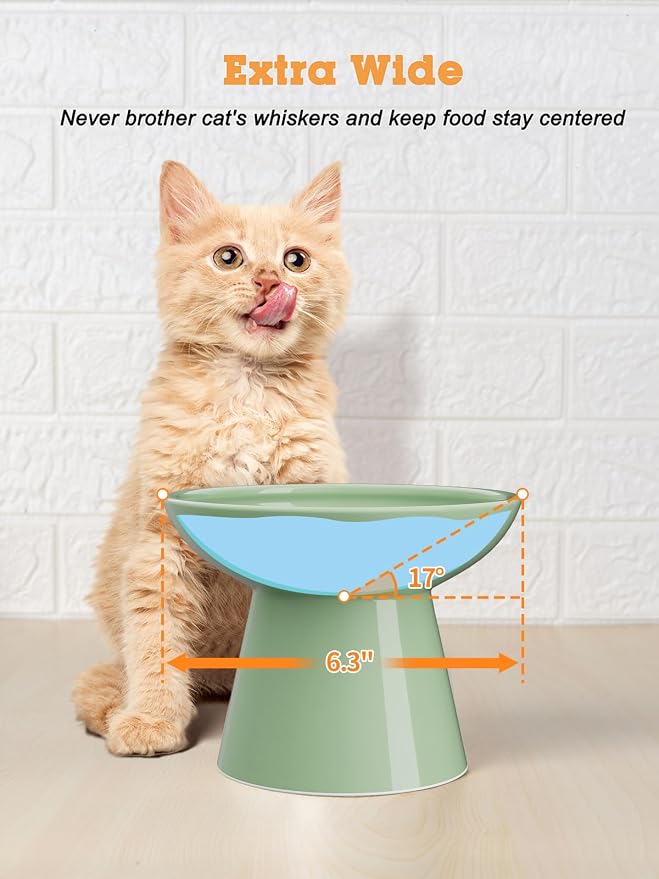 LoeJan Elevated Cat Food and Water Bowls Set, Extra Wide and Raised Ceramic - Image 6