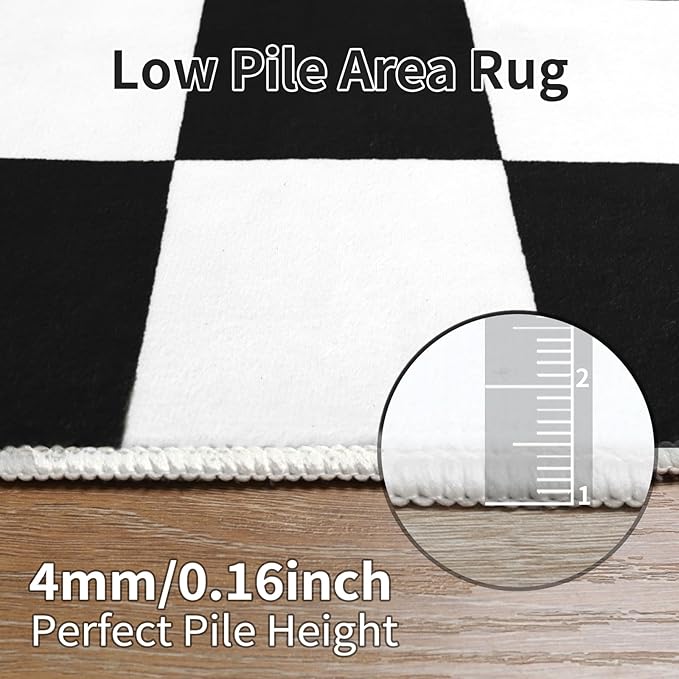 Terrug Black and White Checkered Rug - Image 5