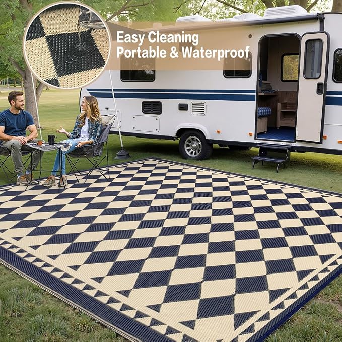 HUGEAR Outdoor Rug for Patios Clearance, Waterproof Mat, Large Outside Carpet - Image 5