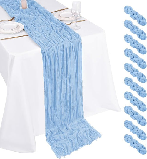10 Pack Light Blue Cheesecloth Table Runner 17x108 Inch Boho Gauze Cheese Cloth by Unknown