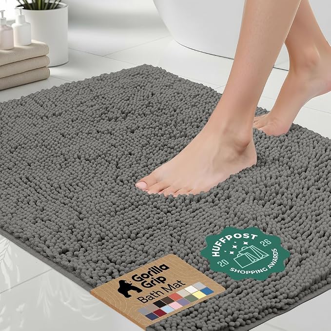 GORILLA GRIP Bath Rug Mat, Thick Soft Absorbent Chenille, Quick Dry Microfiber by Unknown
