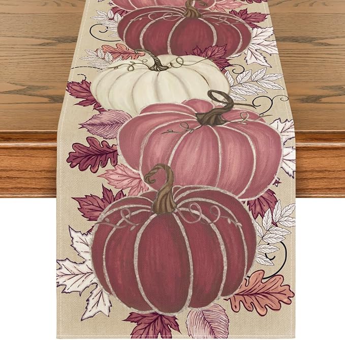 Artoid Mode 210 GSM Fall Table Runner 13x36 Inch Home Party Decor | Pink by ArtoidMode