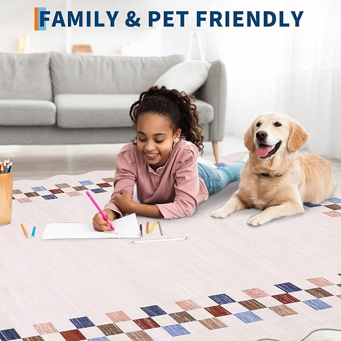 GarveeHome Area Rug 6x9 Large Living Room Modern Border Throw Rug - Image 3
