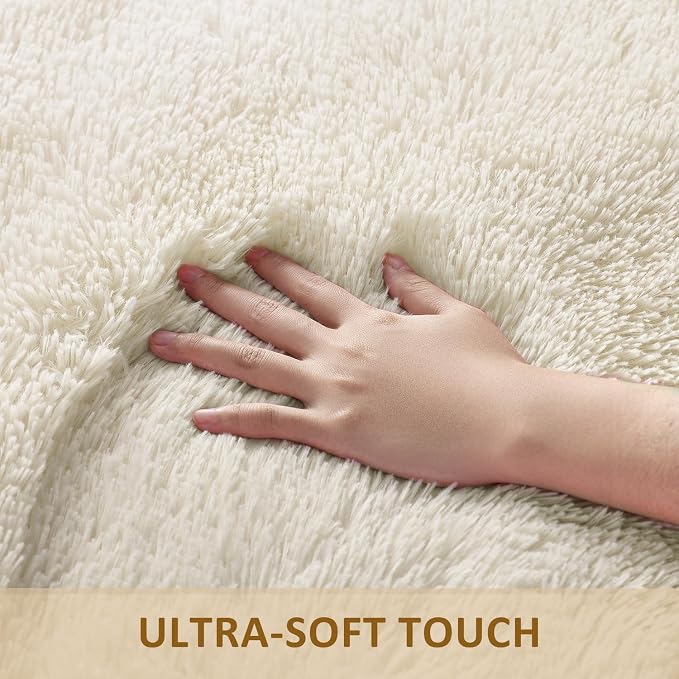 Ophanie Area Rugs 9x12 Living Room, Large Ivory Bedroom Carpet, Big Shag Indoor - Image 2