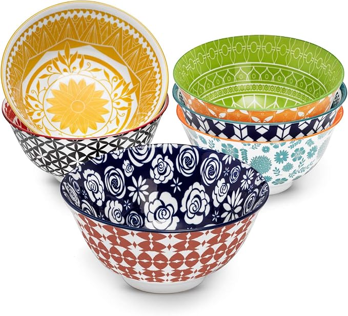 Cereal Bowl - Dishes for Serving Soup, Breakfast - Decorative Colorful by Annovero