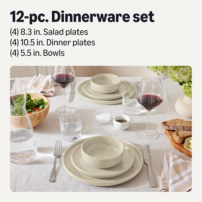 Amazon Basics Glazed Stoneware Dinnerware Set, Dishwasher-Safe, Freezer-Safe - Image 2