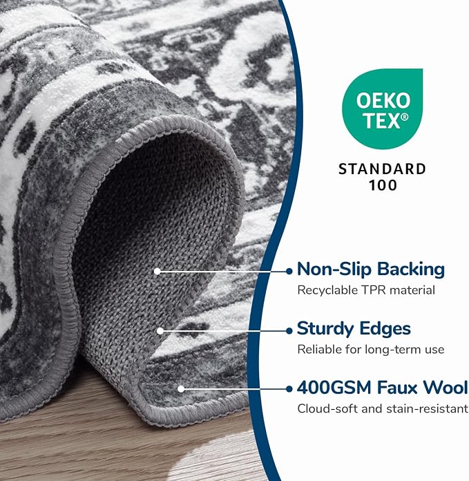 Lessymo 6x9 Bedroom Area Rugs- Machine Washable Area Rugs, Super Soft Faux-Wool - Image 7