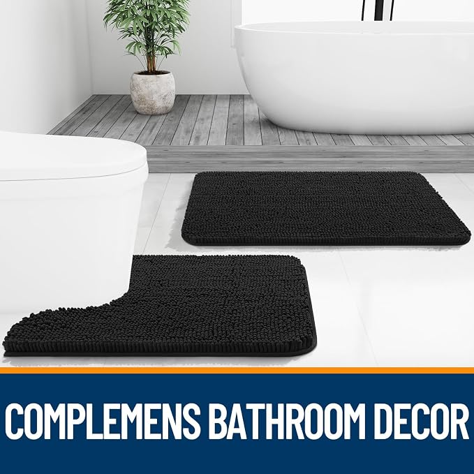 OLANLY Toilet Rugs U-Shaped 24x24, Extra Soft Absorbent Chenille Contour - Image 7