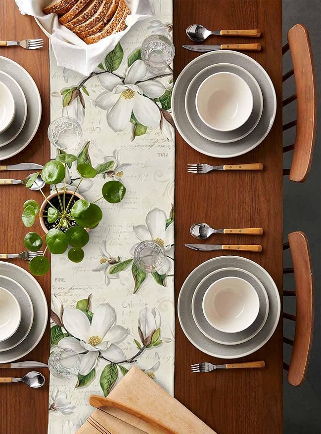 Vintage Floral Spring Table Runners 108 Inches Long, Rustic Botanical Table - Image 5