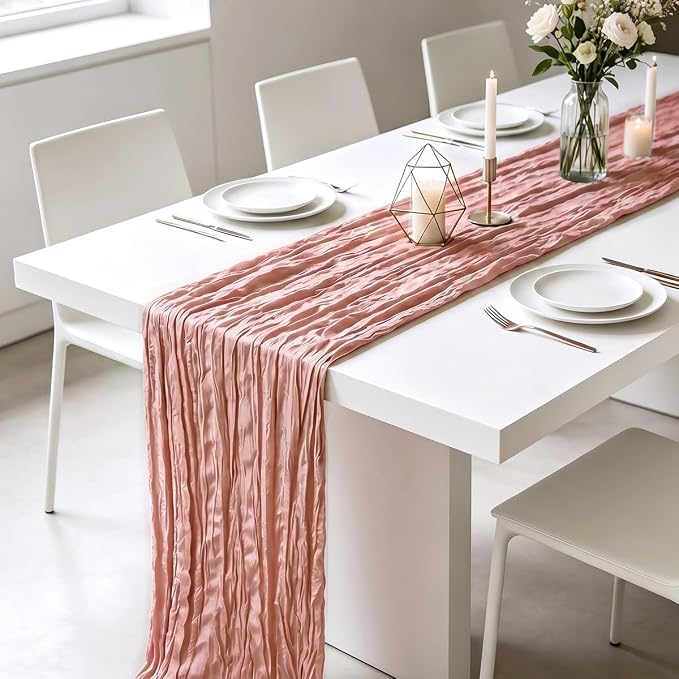 10 Pack Dusty Pink Cheesecloth Table Runner 21 x 120 Inch Boho Gauze Sheer - Image 4
