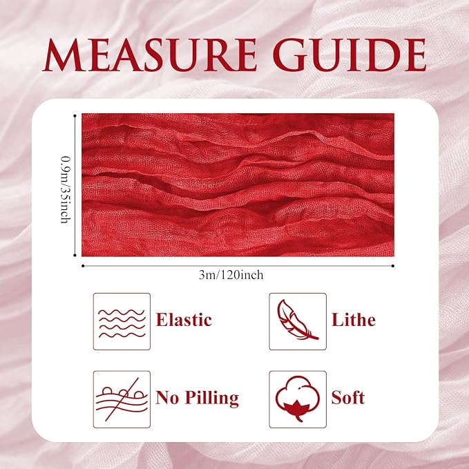 Cheesecloth Table Runner 10FT Red Boho Gauze Rustic Sheer Runners | Cheese - Image 2