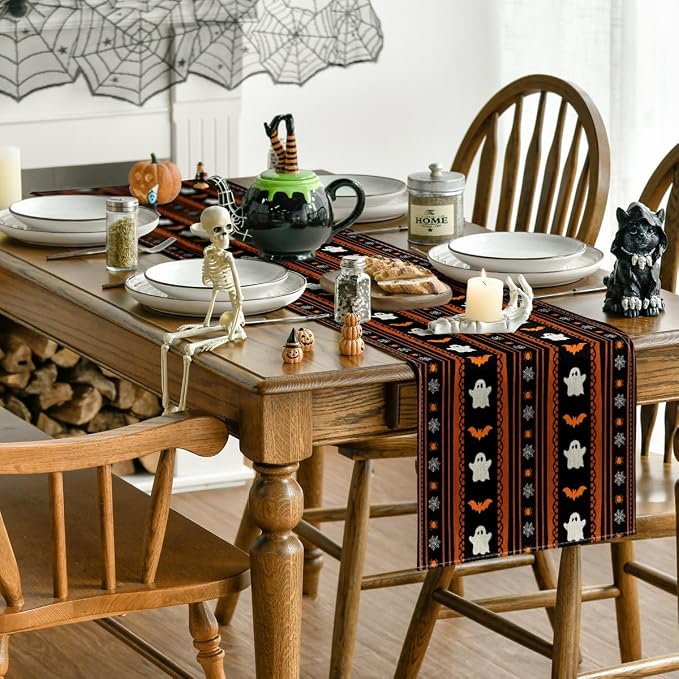 Artoid Mode 210 GSM Halloween Table Runner 13x60 Inch Home Party Decor | Ghosts - Image 4